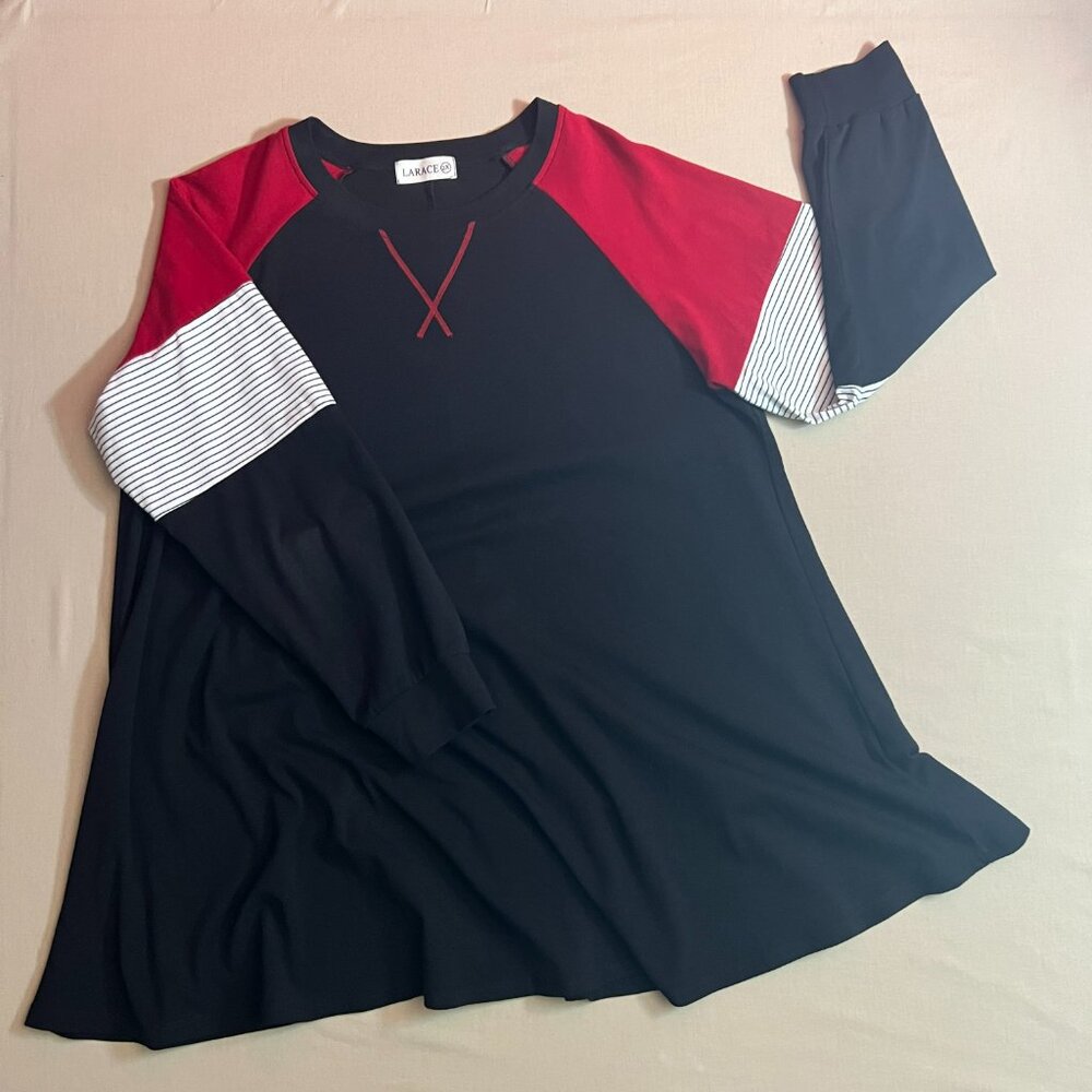 Red and Black Tunic with Stitch Detail